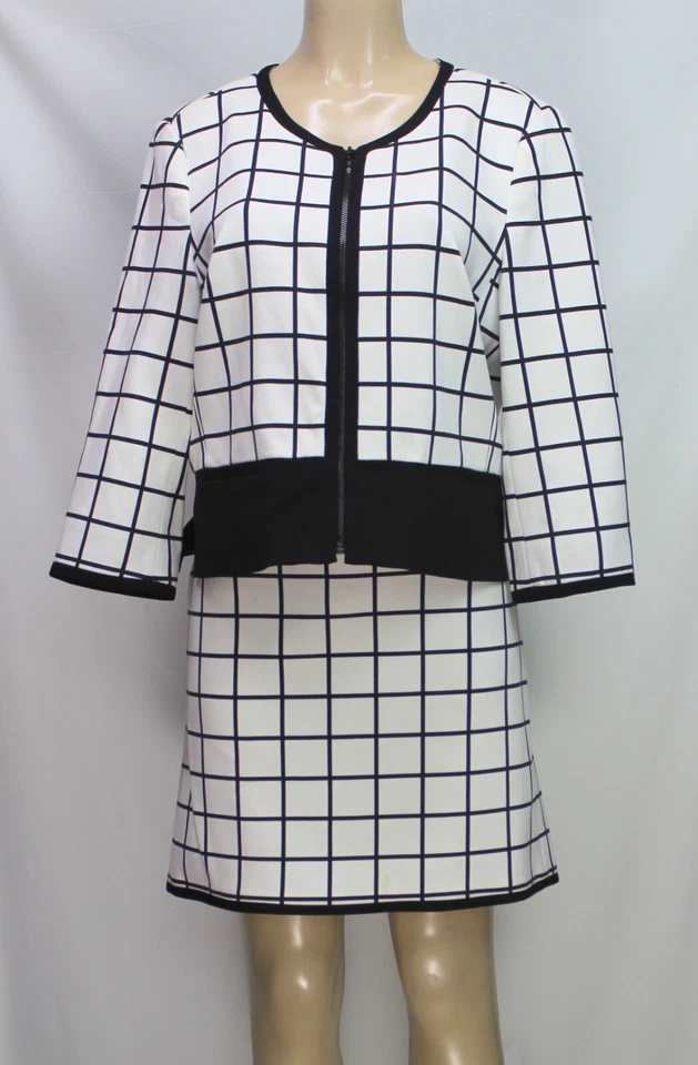 Белый дом черный рынок 2PC костюм блейзер и юбка клетку белый/черный размер 16 - Изображение 2 из 4
