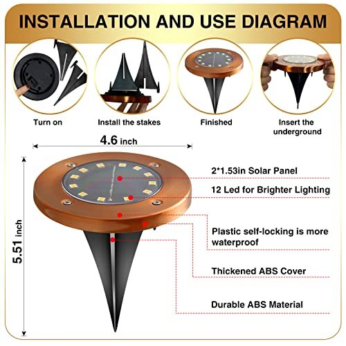 Outdoor In-Ground Lights Solar Disc Lights Outdoor Solar Garden Lights In - Picture 3 of 7