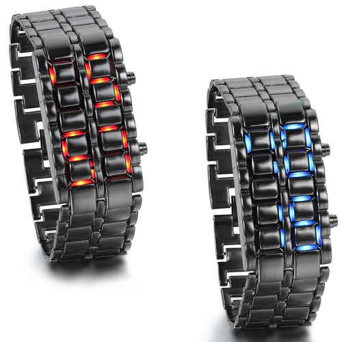 Montre-bracelet de luxe pour homme en acier inoxydable date numérique bracelet DEL montre de sport - Photo 1 sur 12