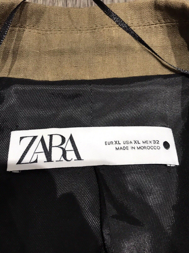 Zara Women’s Casual Blazer linen Lightweight In Brown Size XL - Picture 7 of 10