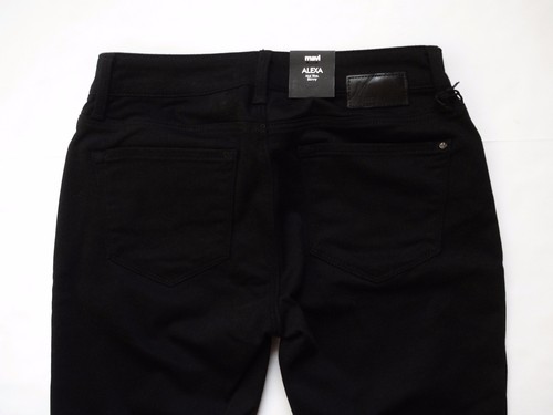 New Mavi Size 25 Womens Alexa Mid Rise Skinny Leg Jeans Pants Jet Black Stretch - Picture 3 of 4