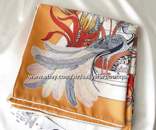 Sallys Boutique 14 ~ 18 Momme Twill Silk Wrap Scarf Animals Print Shawl 35" - Picture 26 of 53