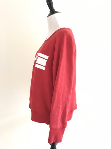 Felpa Tommy Hilfiger donna XL rossa bordo costina foro pollice pullover girocollo - Foto 6 di 11