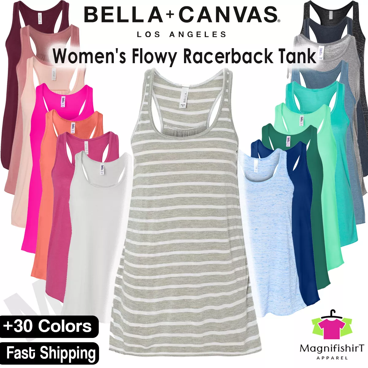 BELLA + CANVAS Women's Flowy Racerback Tank top 8800 ANY Color XS-2XL Blank  gym