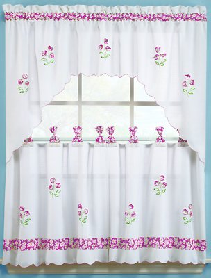 Kitchen Curtains Tiers Or Swag Oopsy Daisy Peony Pink Flowers Kitchen Curtains Tiers Or Swag Oopsy, Pink Kitchen Curtains