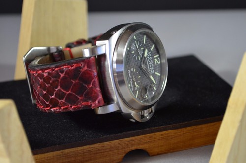 UHRENARMBAND 26 24 22 MM BORDEAUX WEINROT ECHT PYTHON FÜR PANERAI ETC MA STRAP - Picture 11 of 12