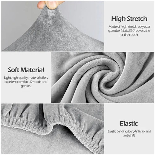 1/2/3/4 Seater Stretch Recliner Sofa Cover Soft Velvet Armchair Covers Non Slip - Picture 3 of 22