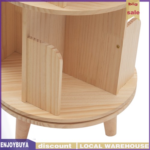 360 Display Floor Standing Pine Wood Bookcase 3 Tier Rotating Bookshelf Organize - Picture 12 of 12