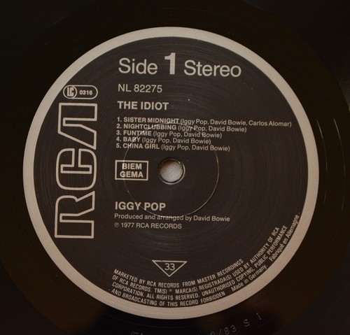Iggy Pop The Idiot RCA International NL 82275 Vinyl LP stooges david bowie 1984 - Picture 2 of 6
