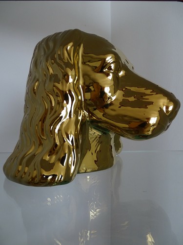 Pot Dog Cocker Spaniel Head Gold Coloured Flower Pot Decoration - Picture 6 of 7