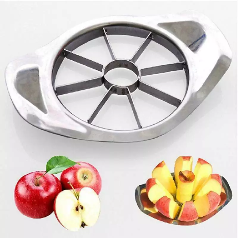 Apple Slicer Cutter, Pitter, Divider 8-Blade 304 Stainless Steel Fruit Cutter for Up to 4 Inches Apple, Silver