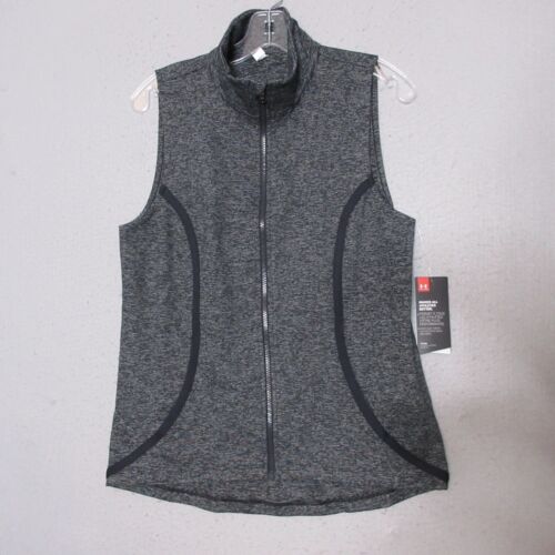 Under Armour Vest Women Medium Gray Fitted Sonic Black Outdoor Atheisure NWT - 第 1/14 張圖片