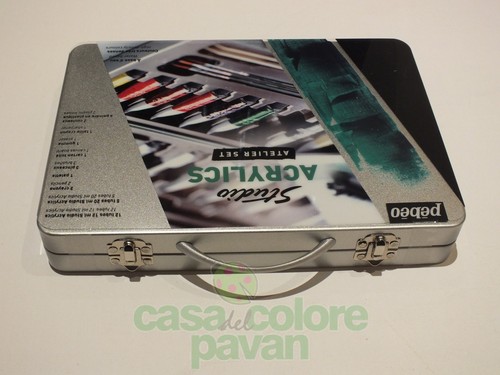 VALIGETTA IN METALLO COLORI ACRILICI PEBEO SET ATELIER PITTURA CASSETTA ARTE - Foto 4 di 4