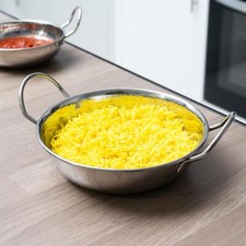 Stainless Steel Indian Curry Serving Dish Deep Balti Bowl with Handles 18cm