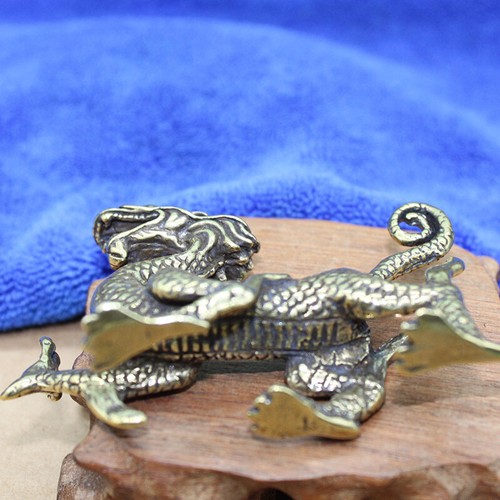 Brass Dragon Figurine Small Statue Home Ornaments Animal Figurines Gift - Picture 8 of 8
