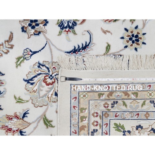 11'9"x18'1" White 250 KPSI Nain Hand Knotted Wool and Silk Oversized Rug G91127 - Picture 11 of 11