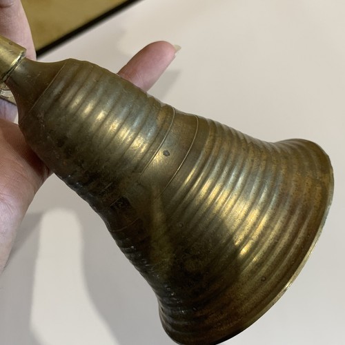 solid brass 11" unique metal bamboo shape handle bell ring ding dinger - Picture 8 of 11