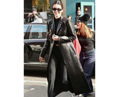 Womens Black Leather Trench Coat 100% Lambskin Size S M L XL XXL