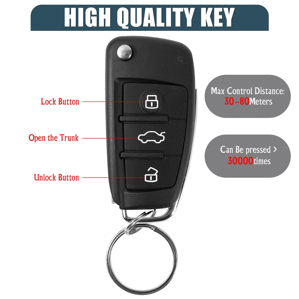 For Car Central Door Trunk Lock Kit 12V Alarm PKE Remote Keyless Entry System - Изображение 3 из 4