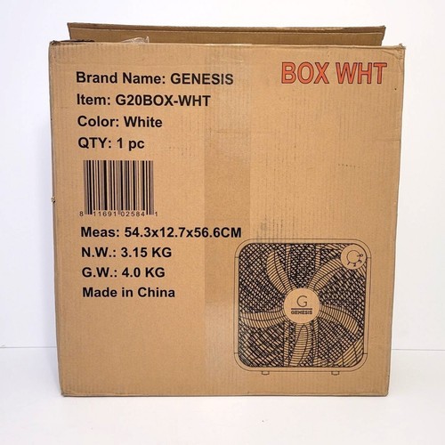 Genesis 20 Inch Box Fan – Quiet 3-Speed Cooling with Handle for Home or Office - Picture 3 of 8