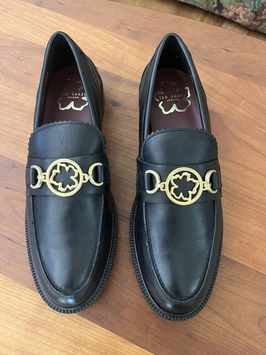 Ted Baker London Drayan Women’s Black Magnolia Leather Loafer Size 8 New