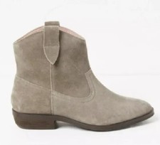 Fat Face Ankle Boots Size 5 Genuine Green Grey Taupe Suede Leather Pixie New