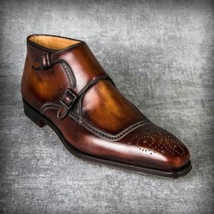 Cognac-Patina-Handmade-Ankle-High-Boots-for-men-custom-leather-shoe-for-men