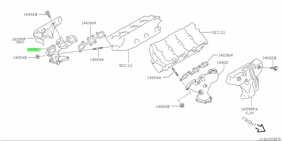 Nissan Murano Altima Bank 2002-2007 1 colector de escape trasero OEM NUEVO genuino Foto 3 de 4