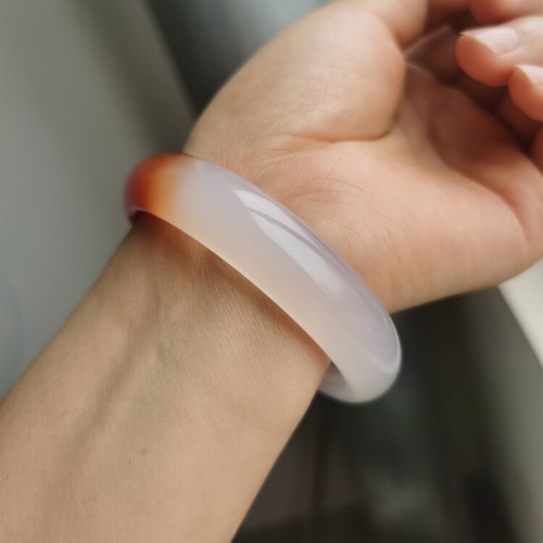 New 56mm-62mm Beautiful Natural Red White Jade Agate chalcedony Bangle Bracelet - Picture 6 of 19