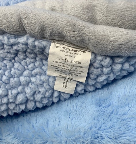 Blankets and Beyond blue gray elephant owl velour and sherpa fleece baby blanket - Picture 3 of 4