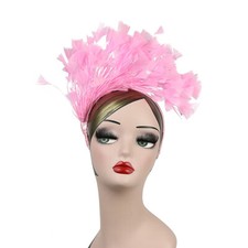PALE PINK FEATHER FASCINATOR/CROWN/TIARA ON SATIN HEADBAND SPRING RACES,WEDDING