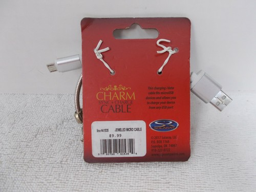 3 Solaray JEWELED Charm SYCN & CHARGE Cable MICRO microUSB USB Rojo Verde Plata - Imagen 6 de 6