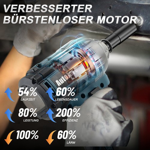 600Nm Batería Destornillador de Impacto Trinquete Destornillador a Batería Sin Escobillas para Bosch 18V - Imagen 9 de 12
