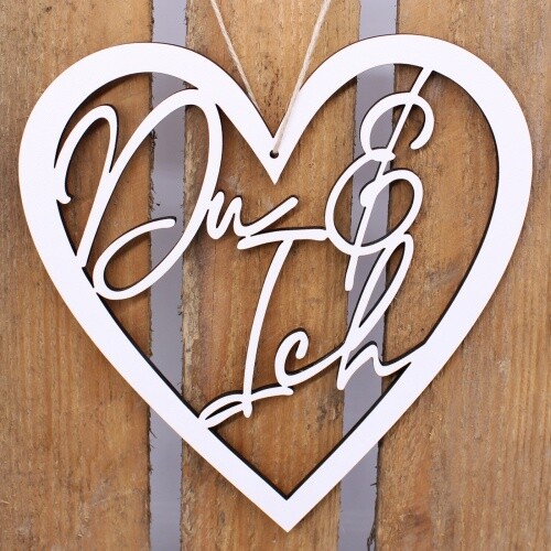 Anhänger Herz Schild Du & Ich Dekoschild Liebe Hochzeit Geschenk Verlobung - Bild 2 von 3