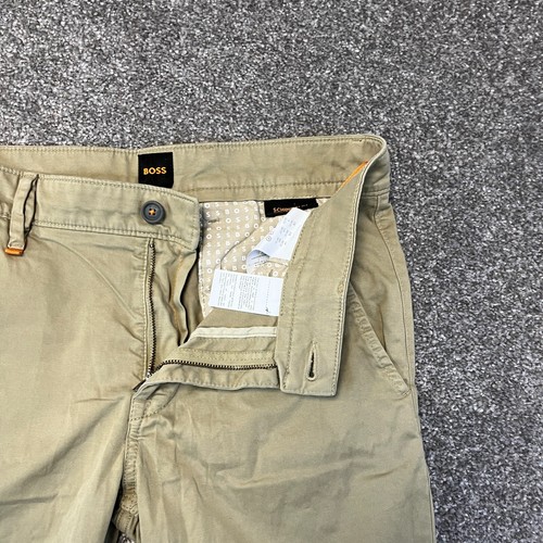 Hugo Boss Chino Uomo Slim Fit Elasticizzato Beige Lavaggio Zip Fly Schino W30 L32 - Foto 7 di 13