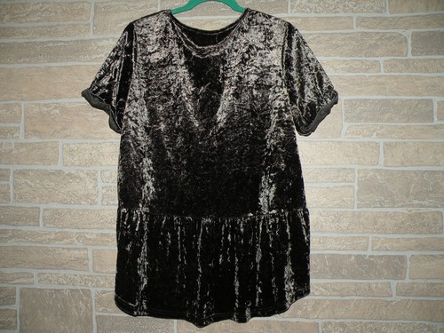 Alter’d State boho velvet ruffle babydoll shirt blouse L large dark olive green - Foto 8 di 14