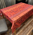 Jose Houel Paris 64” Square French  Tablecloth Vibrant Multicolored Orange 