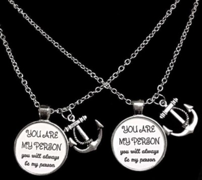 Anchor You Are My Person You're My Best Friend Sister Friends Gift Necklace Set