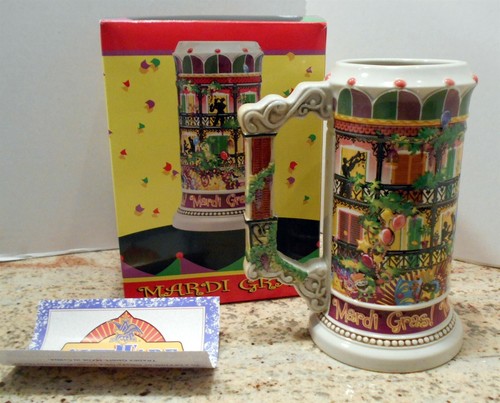 BUDWEISER CS577 MARDI GRAS NEW ORLEANS STEIN MUG 2004 BOXED - Picture 2 of 2