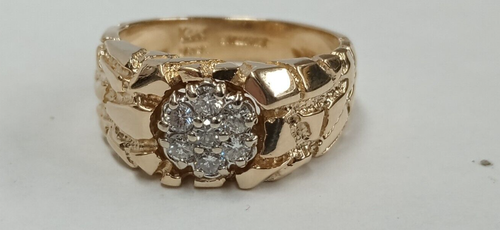 Vintage Stylecrest 14k Yellow Gold & Diamond Nugget Ring 1/2 CT TW Size 9.5 - Picture 8 of 8