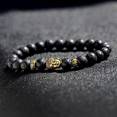 Naturstein Meditation Armband für Männer Frauen Gold/Silber Buddha Kopf Armband - Bild 21 von 28