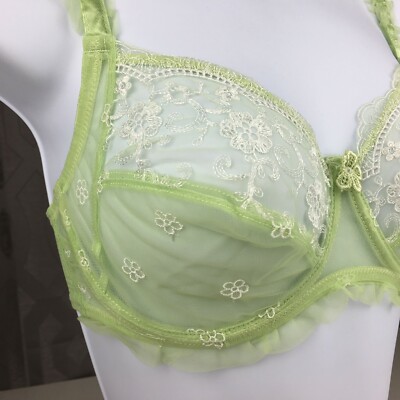 ALEGRO Sheer with Lace Underwire Sexy Lingerie Bra - Lime  9003 - NWT 30-40