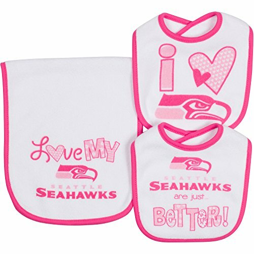 NFL Infant Girls Seattle Seahawks Dribbler Bibs & Burp Cloth Set, One Size - Picture 2 of 2