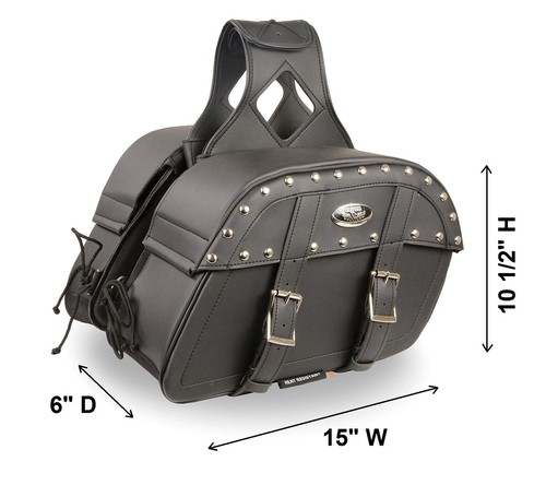 ALFORJAS RÍGIDAS CON TACHUELAS PVC 15" W PARA HARLEY con BOLSILLO PARA PISTOLA - DSAEG - Imagen 2 de 3