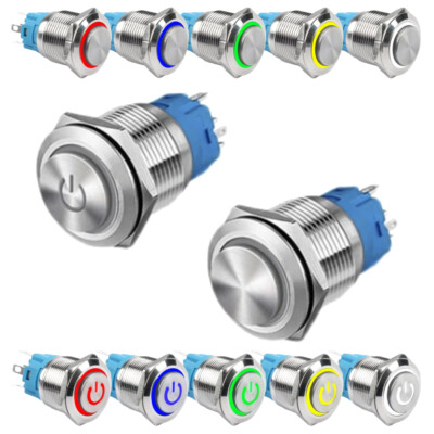 P02M PULSANTE MOMENTANEO LED VERDE ON OFF DA 6 A 24V 12V 16MM WATERPROOF IP67 P02M PULSANTE MOMENTANEO LED VERDE ON OFF DA 6 A 24V 12V 16MM WATERPROOF IP67