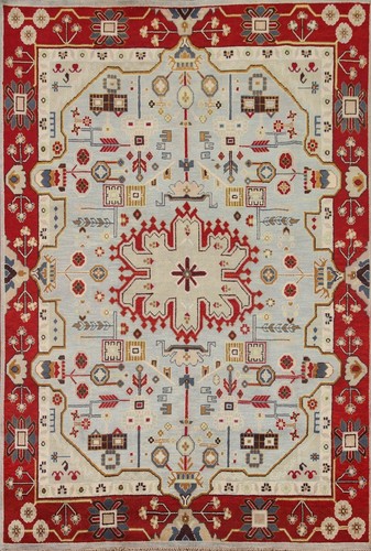 Traditional Geometric Heriz Serapi Area Rug 8x10 Handmade Wool Indian Carpet - Picture 1 of 12