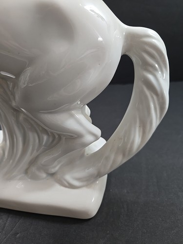 Estatuilla de caballo de cría de cerámica esmaltada blanca hecha a mano firmada 12"x9" 1975 de colección - Imagen 9 de 19