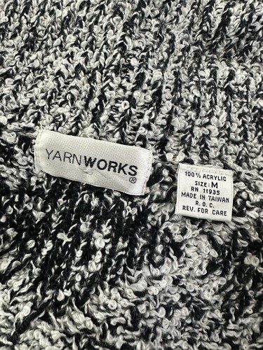 Suéter Plumero Vintage Años 90 M Argyle Tweed Tejido Difuso Negro Blanco A Cuadros Acogedor - Imagen 11 de 14