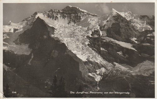 SCHWEIZ, , EIN VINTAGE PC, JUNGFRAU , EIN PANORAMA VON DER WENGERNALP , 1947 - Bild 1 von 2