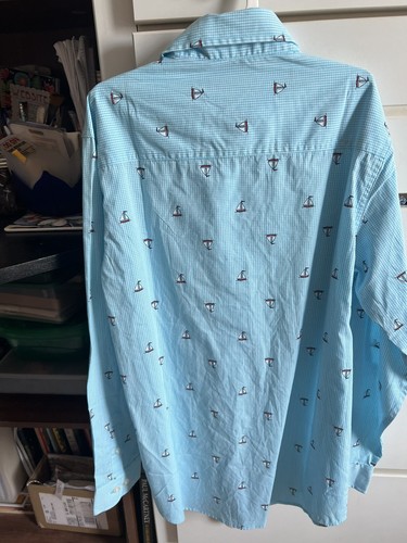 IZOD gingham BOYS size Large 14/16 SAILBOAT shirt Nautical long sleeve SHIRT - Picture 4 of 5